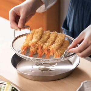 Stainless Steel Flat Mesh Strainer & Round Tray (Available Individually)