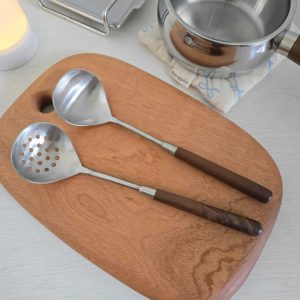 Tabletop Series: Walnut & Steel Ladle & Skimmer Set (Sold Individually)